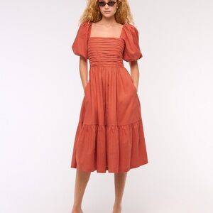 The A&F Emerson Linen-Blend Puff Sleeve Midi Dress